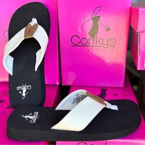 Beach Ball Faux Snake Flip Flops by Corkys